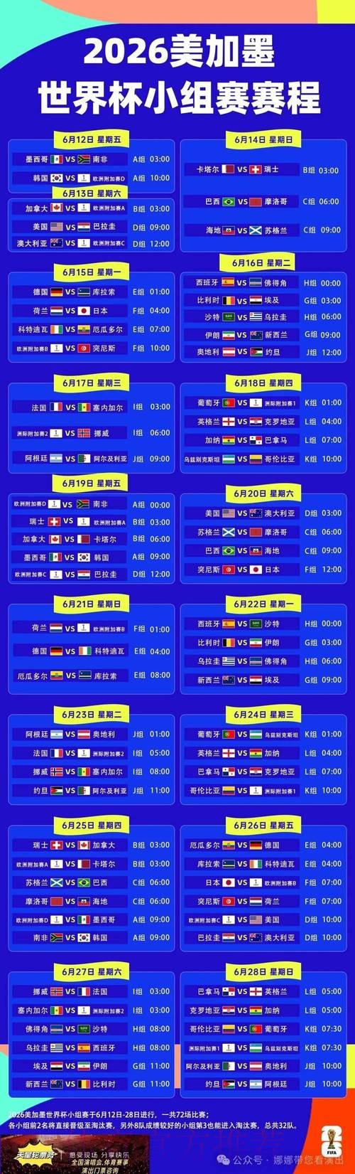 世界杯每日赛程方法 世界杯每日赛程方法